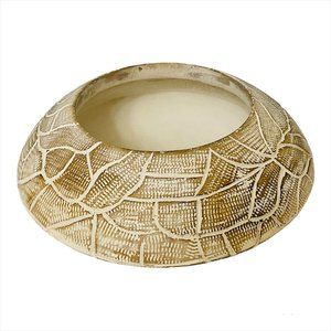 Blanco Solid Wood Hand Carved Bowl With Whitewash Abstract Leaf Carvings